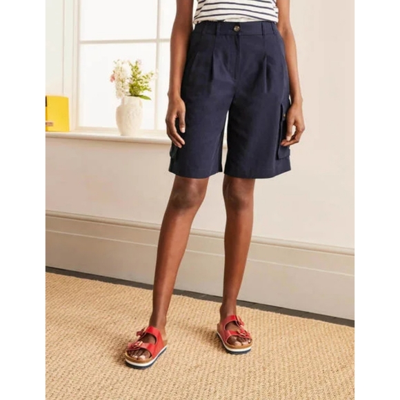Boden | Ailesbury Linen Blend Cargo Shorts in Navy Size 6 - Picture 13 of 13